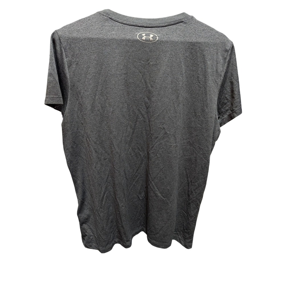 Under Armour T-Shirt Women XL Gray Excellent V-Neck HeatGear Loose Fit Short Slv - Picture 3 of 3